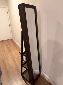 Full-Length Floor Mirror Jewelry Cabinent with lock and key