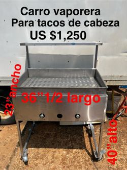 Carro Vaporera Para Tacos De Cabeza Con Repisa