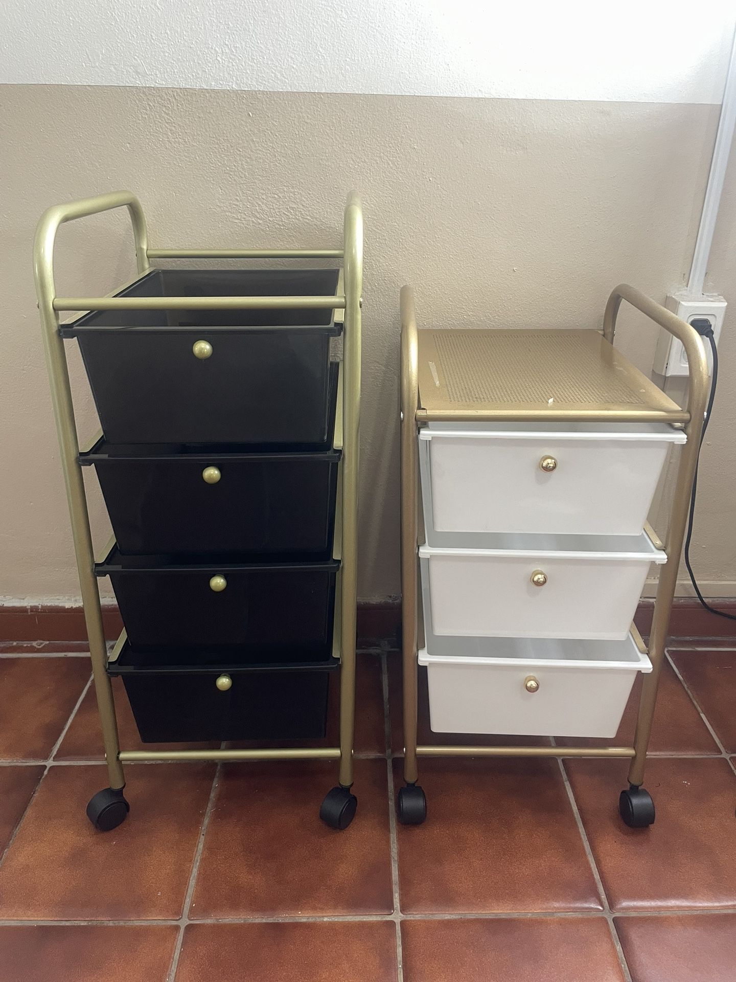 Rolling Storage Drawer Carts – Like New (Black & White)