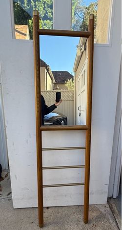 West Elm Wood & Brass Ladder Mirror 71”
