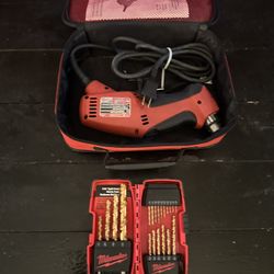 Milwaukee 0370-20 Close Quarter Drill Set Corded  With New  Milwaukee Drill Bits $100