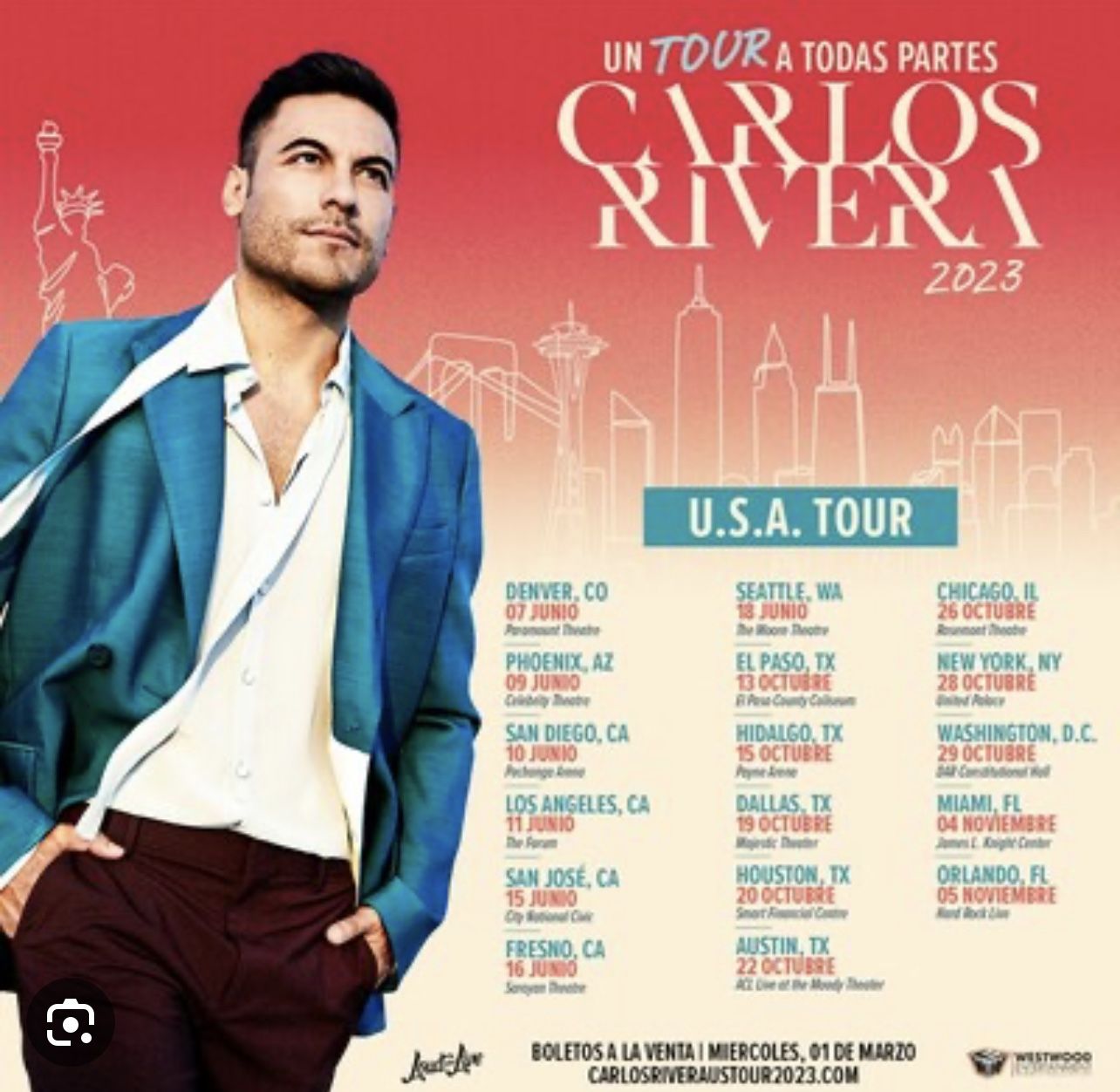 Vendo Boletos De CARLOS RIVERA!!!!!
