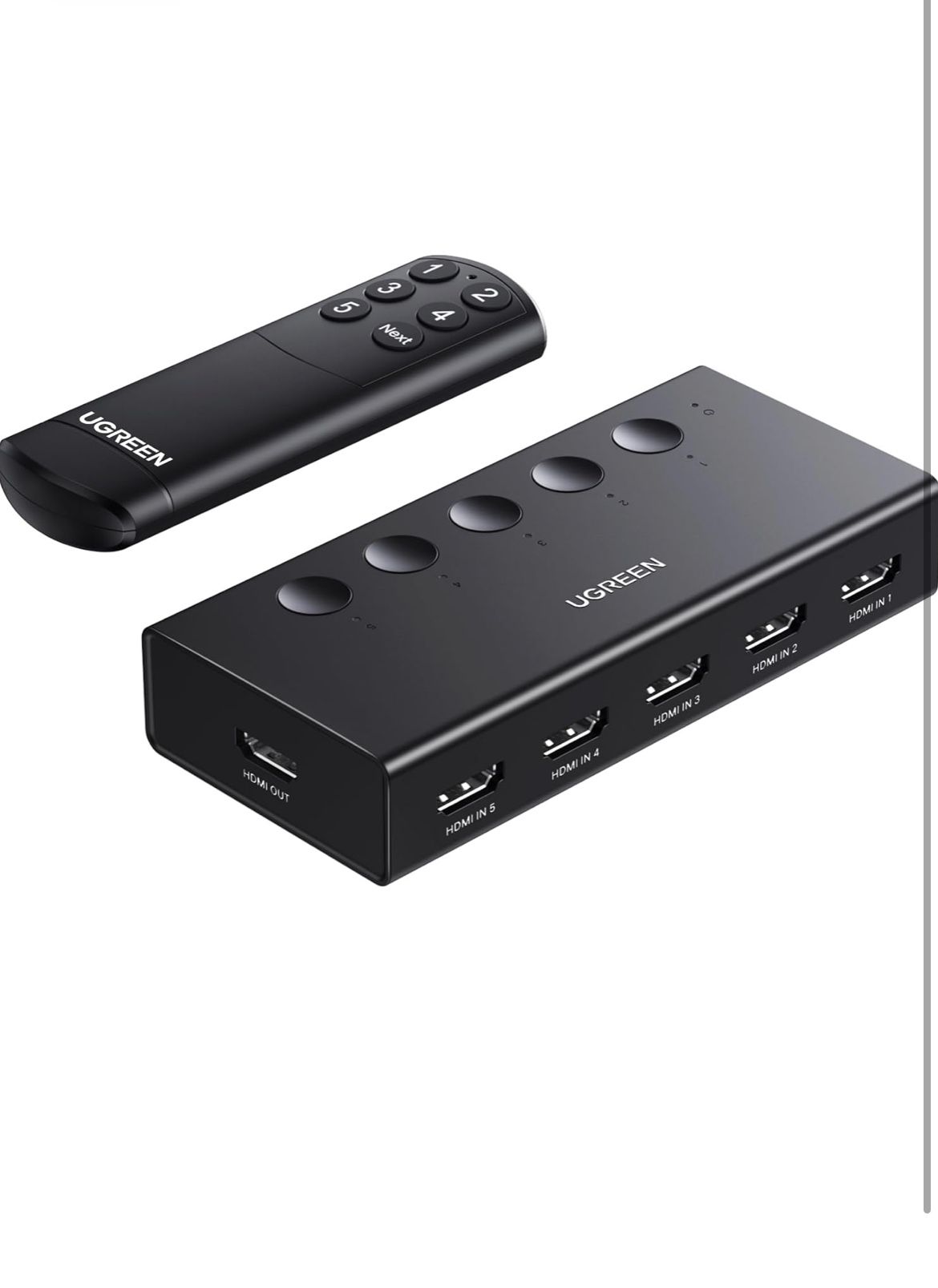HDMI Switch 5 in 1 Out 4K@60Hz, HDMI Splitter with Remote 5 Port HDMI Switcher