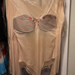 Extra Cute Sexy Bodysuits. New.Various Sizes. Nude Color With Appliqué Of Pair Of Hands, Covering Breast Area. There Are 9 Left. Size Small To Large. 