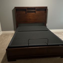 Queen Dark Wood Bed Frame 