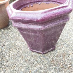 Small Medium Ceramic Pot - Purple