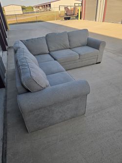 Gray Fabric L-Shaped Sectional Sofa