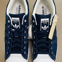 Adidas Superstar Canvas Foundation Color Blue And White Size 17. NEW!