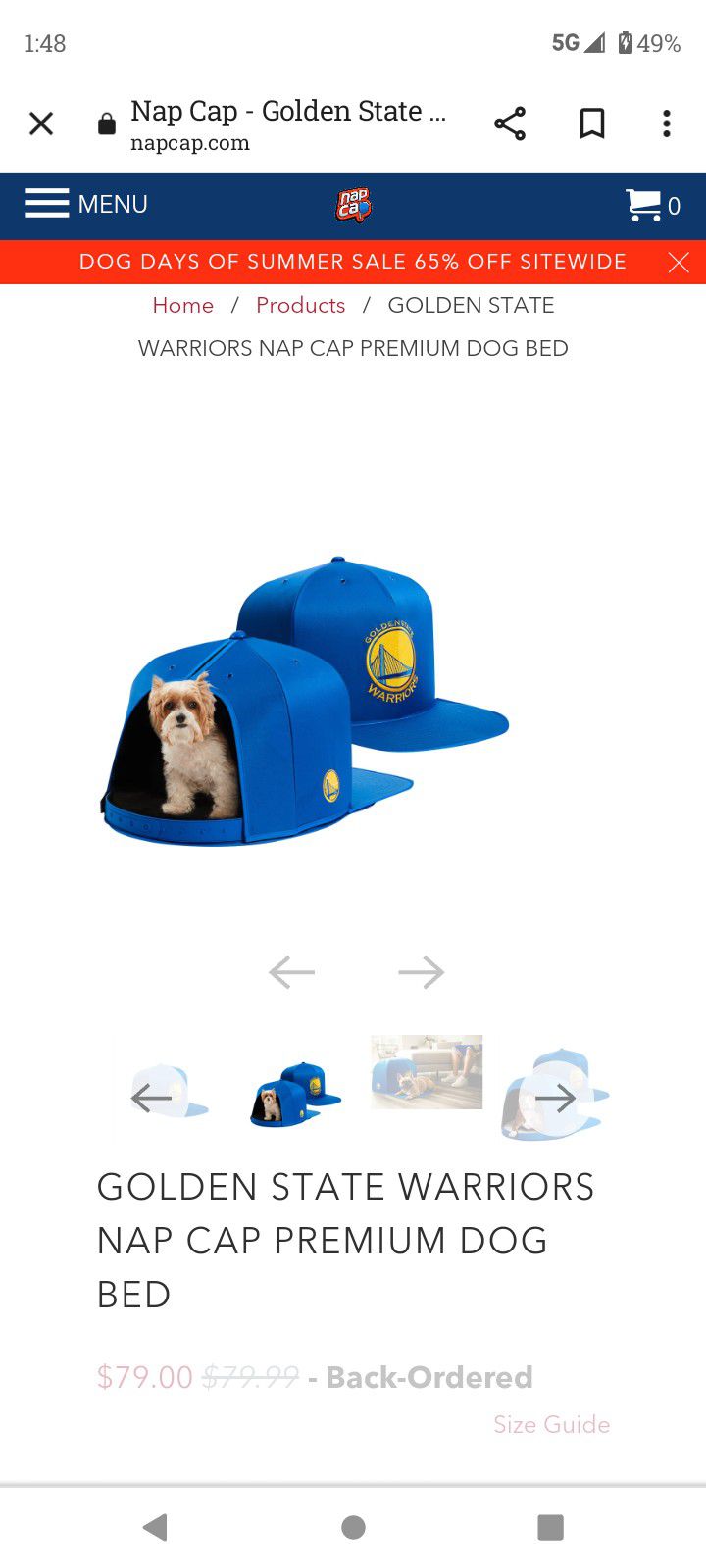 Warriors  Medium Size Dog House Hat. 