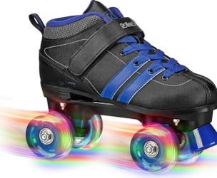 Roller Derby STR Six Men's Roller Skates with Lighted Wheels  Size: 8  Size 8 Color Black/Blue Brand Roller Derby Wheel Material Polyurethane Wheel Ty