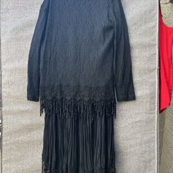 Neat 2 Piece Black Fringed Dress.