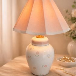 RARE Signed Mary Quant for Murray Feiss Floral Table Lamp | Vintage 80s Designer Ceramic