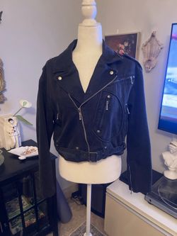 Black Cropped Moto Jacket 80s