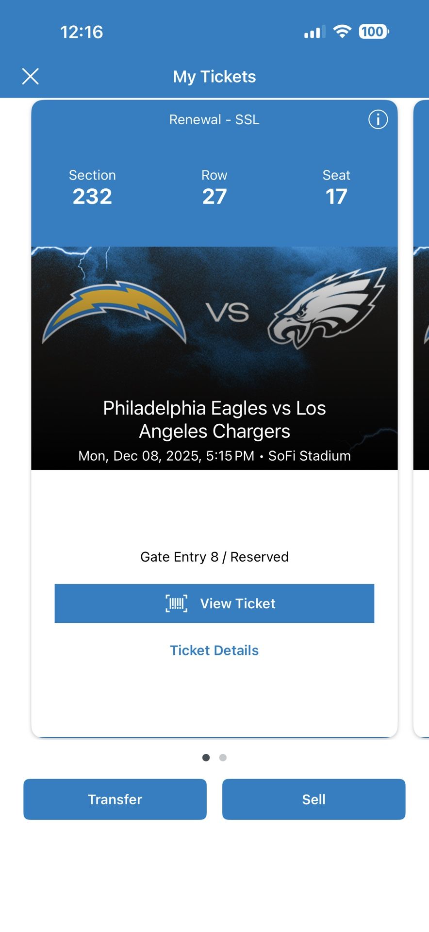 2 Chargers Eagles Monday Night Football Tickets 