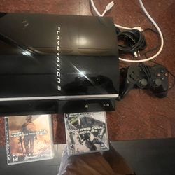 PS3 Fat 80 Gig  W One Wired 2 Games No Backwards 
