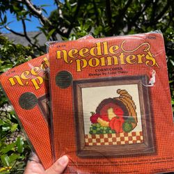 Vintage 1970s Cornucopia Needlepoint Kit