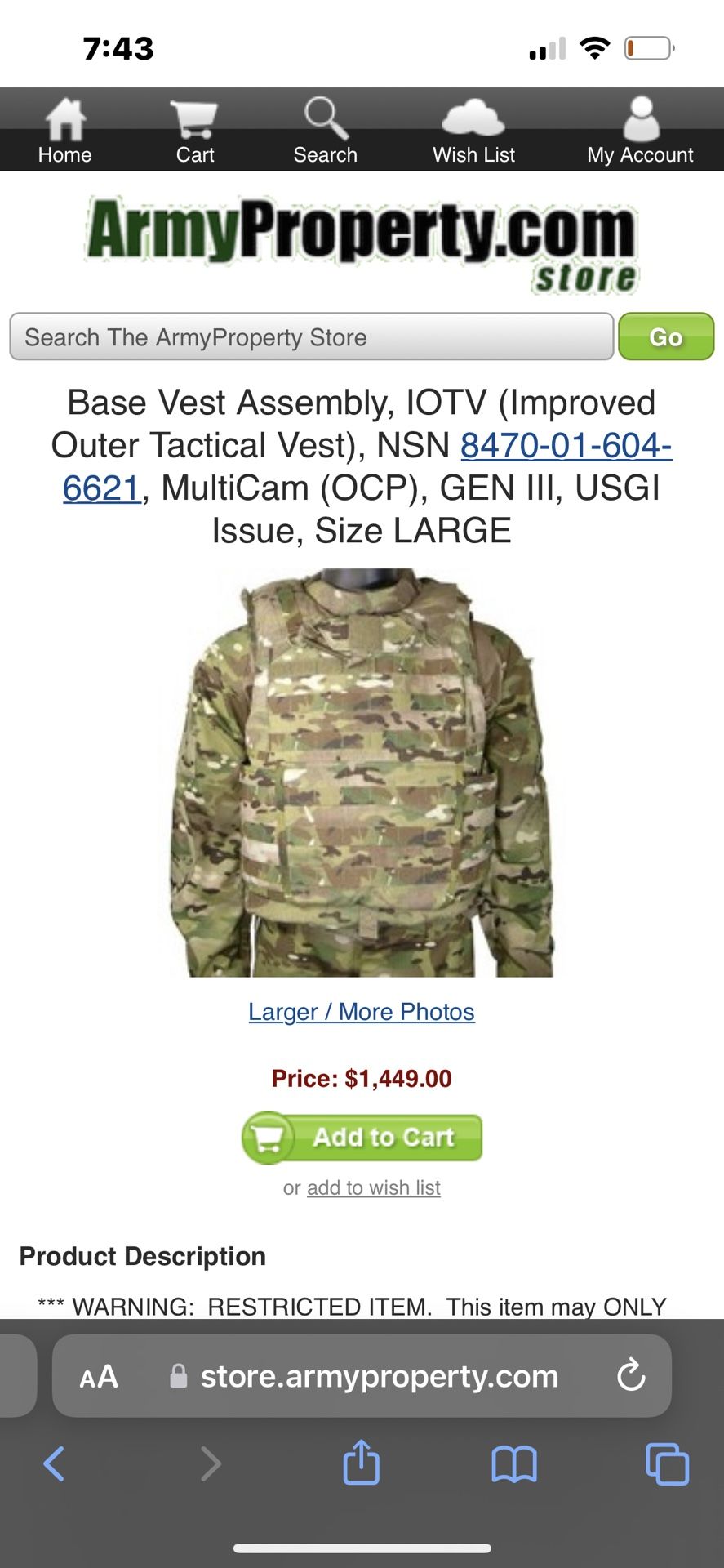 Iotv Army Vest Full Vest With Helmet And Backpack Brand New