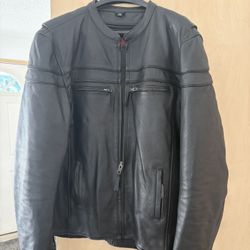 Leather Motorcycle Jacket THICK XL TALL MENS