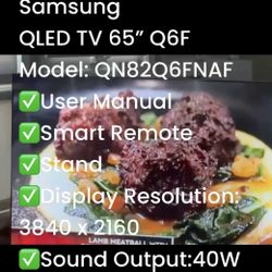 Samsung 65” Smart TV Q6 4K UHD