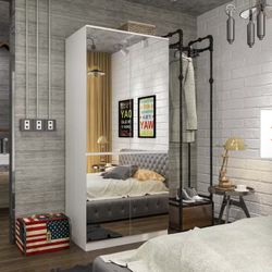 FUFU&GAGA Mirrored Armoire 