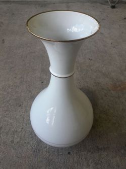 Tall white with gold rim vase