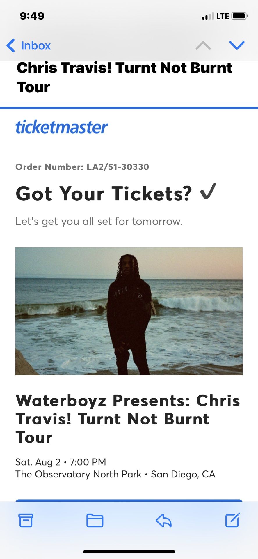 CHRIS TRAVIS TICKETS FOR TODAY AUG 2