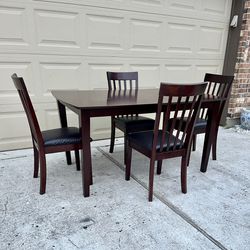 Brown Dining Table 58"L38"W30"H Breakfast Table And 4 Chairs 