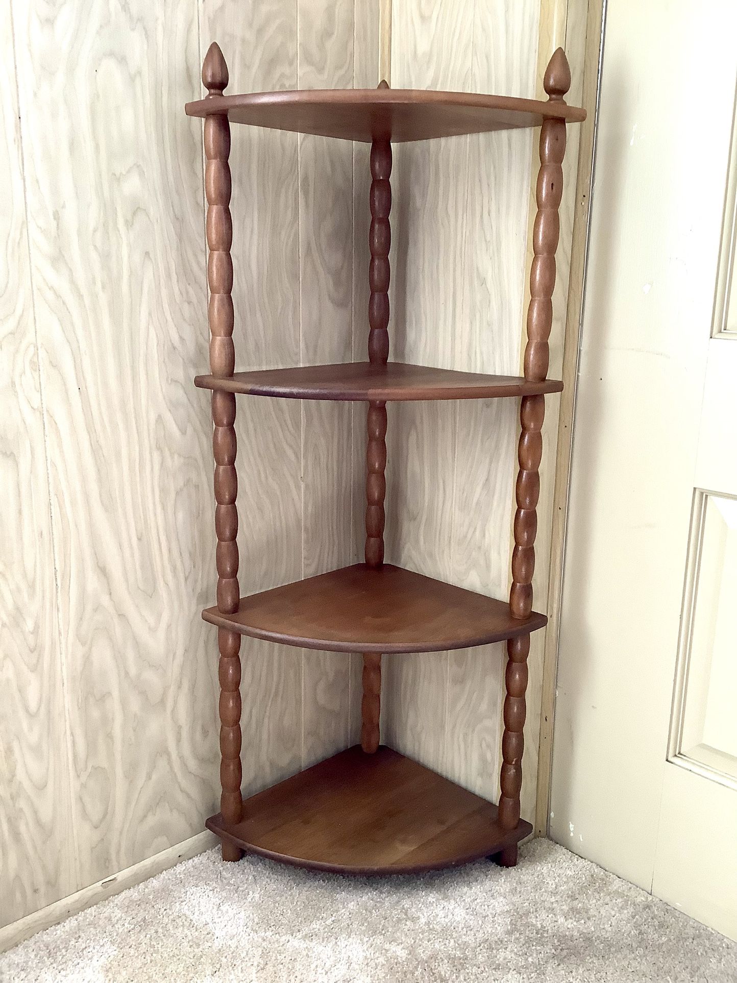 VINTAGE SPINDLE CORNER SHELF STAND