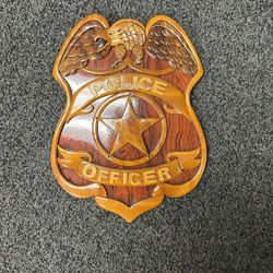 Police Officer, Real Wood Plaque 12 Inches High Los