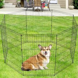36 Inch Dog Pet Playpen Crate 8 Panels Pet Fence Exercise Cage Foldable Fence