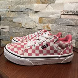 Girls Sz 13 Vans Missy Checkerboard Honeysuckle Pink  Sneakers Skateboarding EUC
