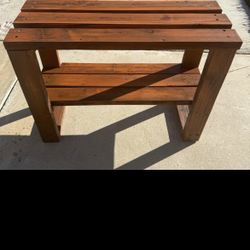 Handmade Rustic Wood Outdoor Bench/Plant Stand 