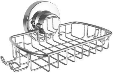 New Soap Dish with Suction Cup Sponges Holder Hooks Rustproof 304 Stainless Steel