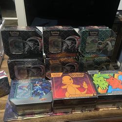 Pokemon Sealed Lot- Tins, ETBS, Booster Bundle- Paldea Fates, Obsidian Flames, Paldea Evolved 