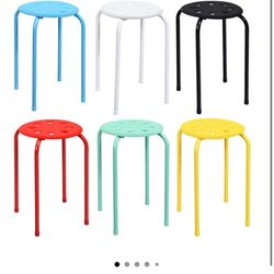 COSTWAY 6-Pack Round Plastic Stack Stools