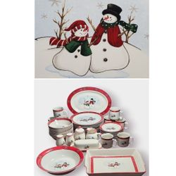 Royal Seasons Snowman Dish Set Stoneware