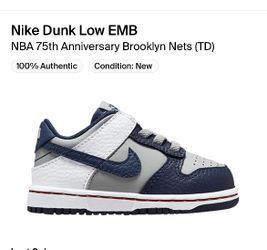 Nike Dunk Low 75th Anniversary NY Nets Toddler Size 4c