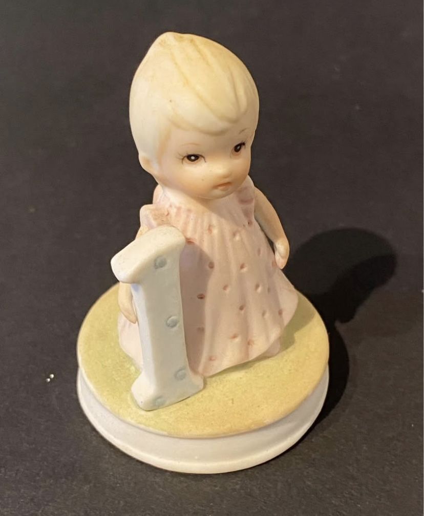 Vintage Lefton Christopher Collection 1st Birthday Porcelain Girl Figurine