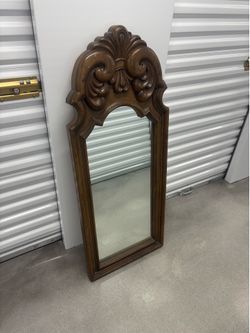 Vintage 1970s Spanish Mediterranean-Style Carved Wood Mirror