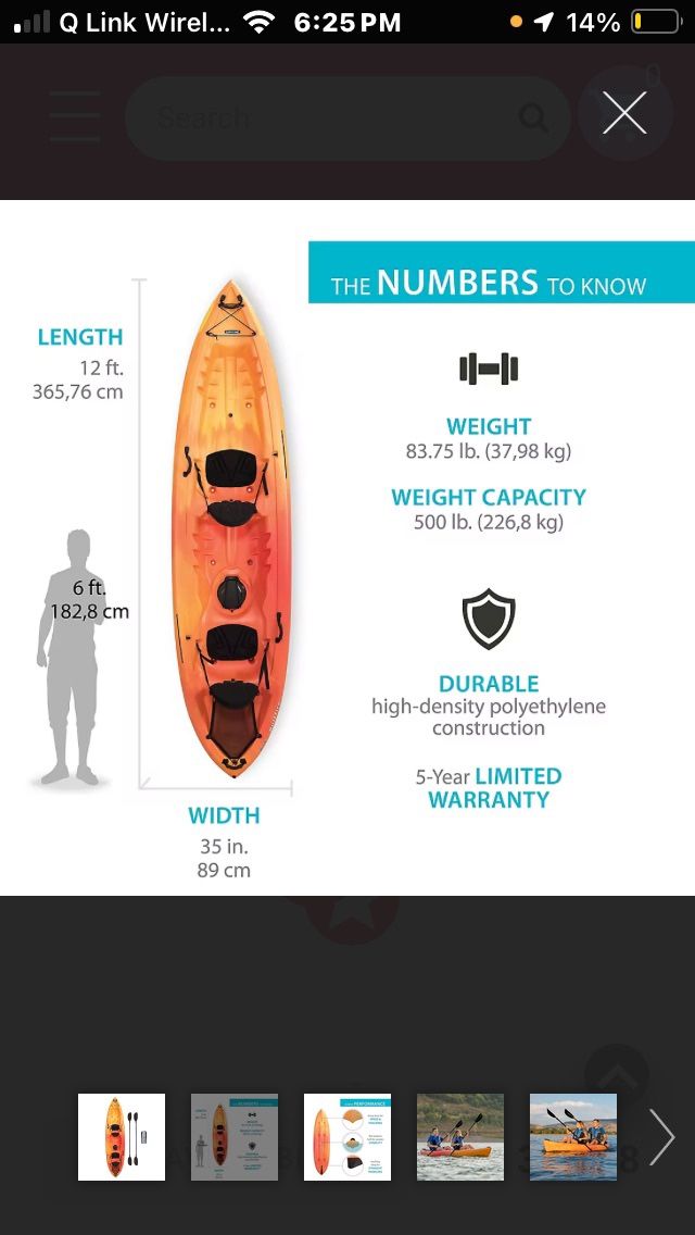 Lifetime Spitfire 12’ Tandem Sit On Kayak