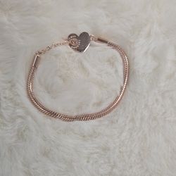 Pandora Moments Heart T-Bar Snake Chain Bracelet in rosegold plating