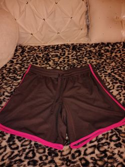 Dark Gray Mesh Athletic Shorts Pink Trim