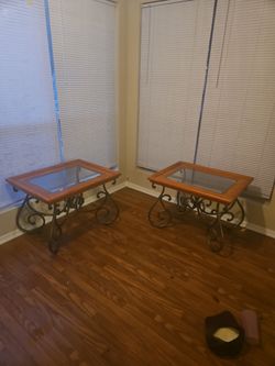 2 glass tables