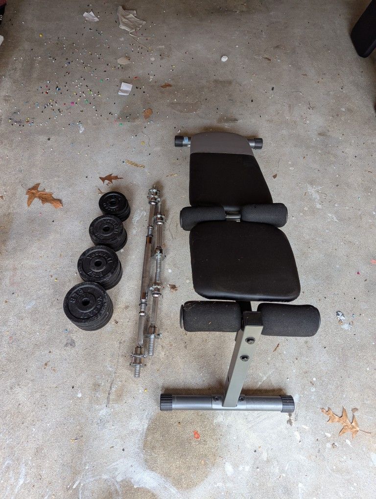 Home Gym Bench Barbell Dumbbell Set