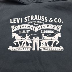 Levis Standard Fit Hoodie Black Horse Drawn Graphic Logo Pullover Size Medium No hoodie string
