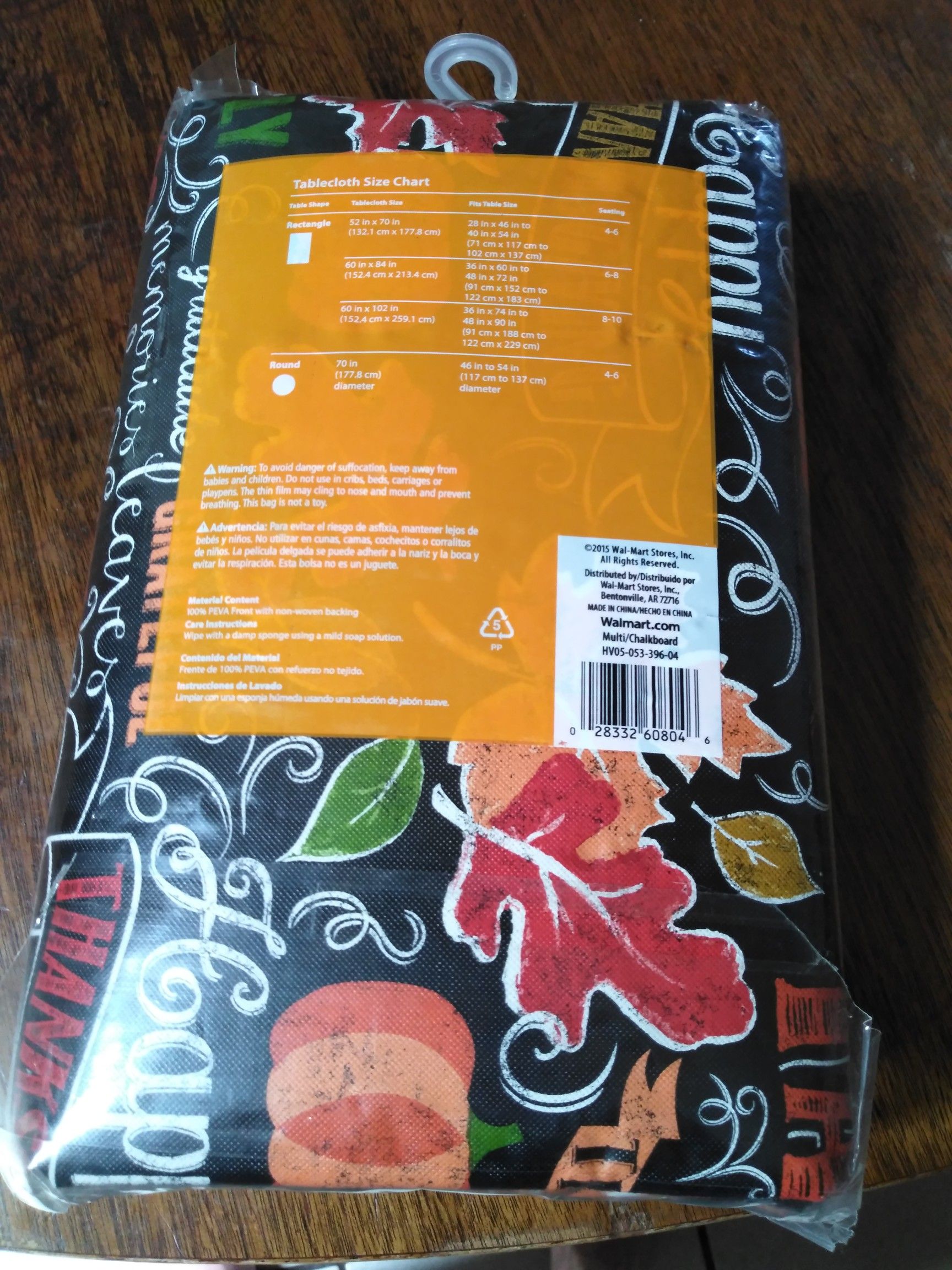 Walmart 60 x 102 Thanksgiving Holiday Vinyl Tablecloth