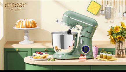 CEBORY 3-IN-1 Electric Stand Mixer, 6.5QT Bowl 660W 10-Speed Kitchen Mixer, Agave Green