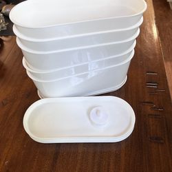 5 Plastic White Flower Planter Pots Small 