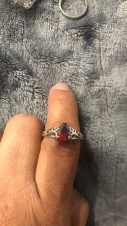 Sterling silver tear drop ruby gemstone ring
