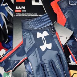 Limited Edition Under Armour Football Gloves USA Flag Stars Stripes